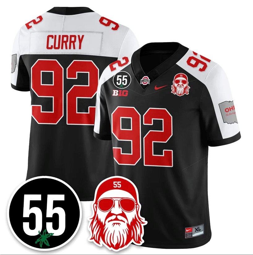 Caden Curry Jersey #92 Ohio State Buckeyes Nick Mangold Patch Stitched Black Alter