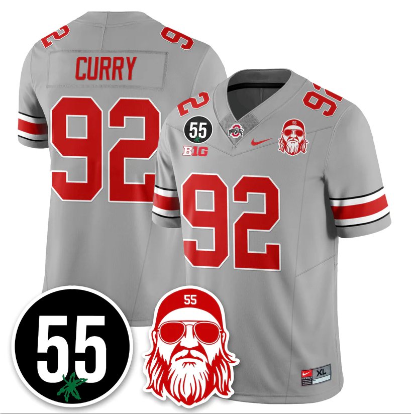 Caden Curry Jersey #92 Ohio State Buckeyes Nick Mangold Patch Stitched Gray