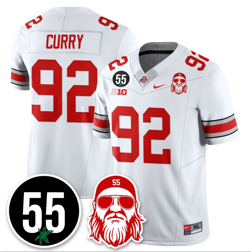 Caden Curry Jersey #92 Ohio State Buckeyes Nick Mangold Patch Stitched White