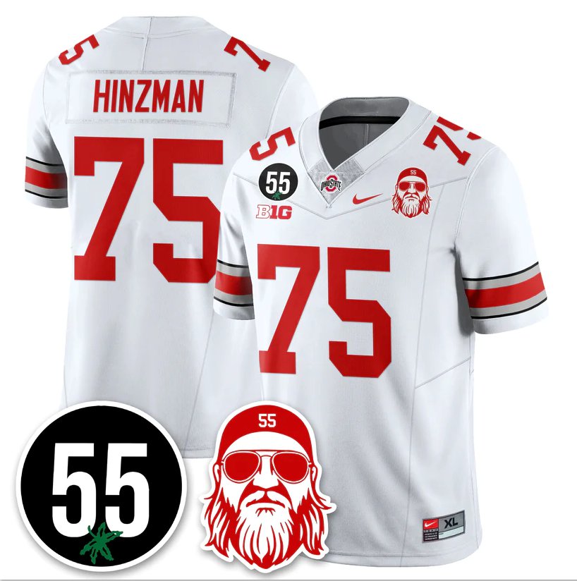 Carson Hinzman Jersey #75 Ohio State Buckeyes Nick Mangold Patch Stitched White