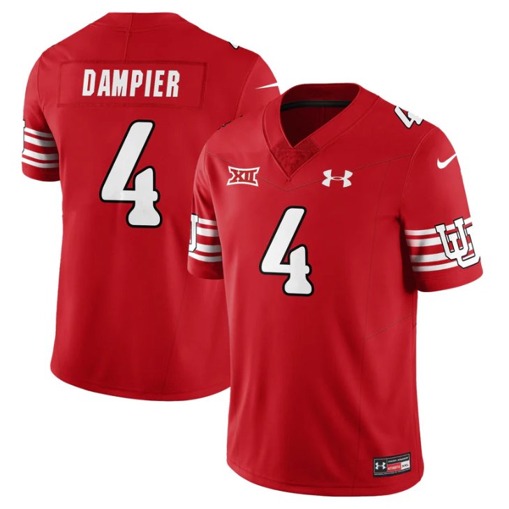 Devon Dampier Jersey #4 Utah Football 2025 Dark Mode Limited Stitched Red