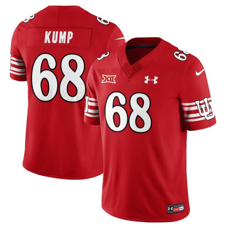 Jaren Kump Jersey #68 Utah Football 2025 Dark Mode Limited Stitched Red