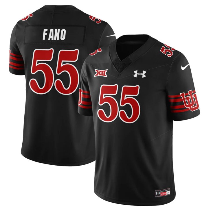 Spencer Fano Jersey #55 Utah Football 2025 Dark Mode Limited Stitched Black