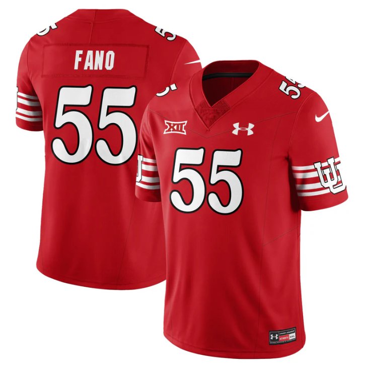 Spencer Fano Jersey #55 Utah Football 2025 Dark Mode Limited Stitched Red