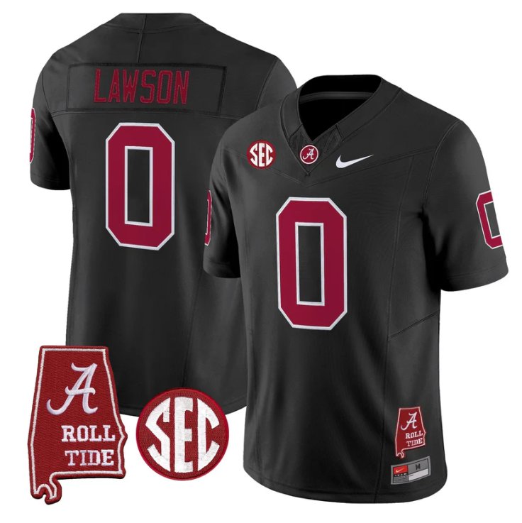 Deontae Lawson Jersey #0 Alabama Crimson Tide Throwback Map Stitched Black