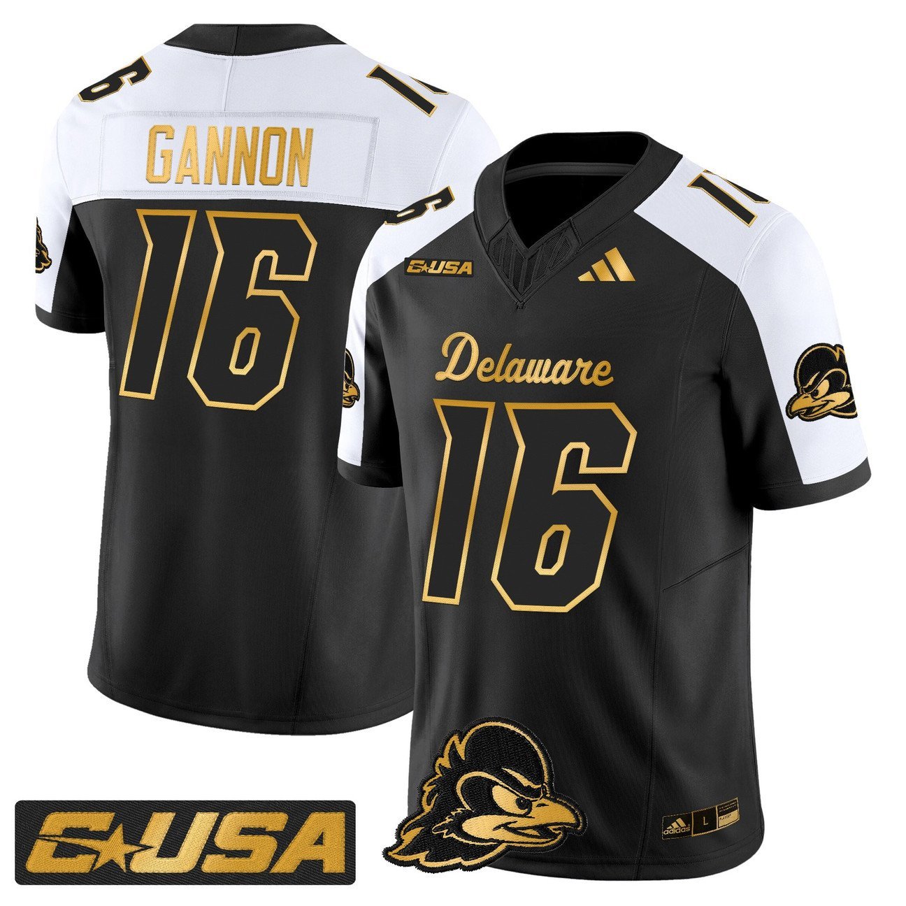 Rich Gannon Jersey #16 Delaware Blue Hens 2025 Gold Vapor Stitched Alternate