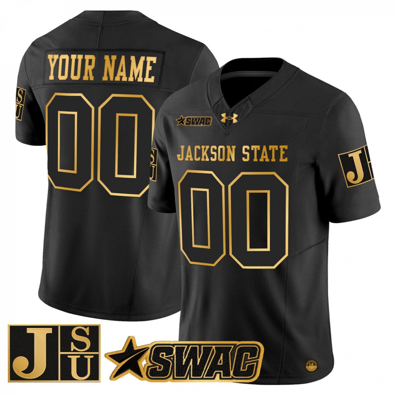 Custom Jackson State Tigers Jersey 2025 Gold Vapor Stitched Black Gold