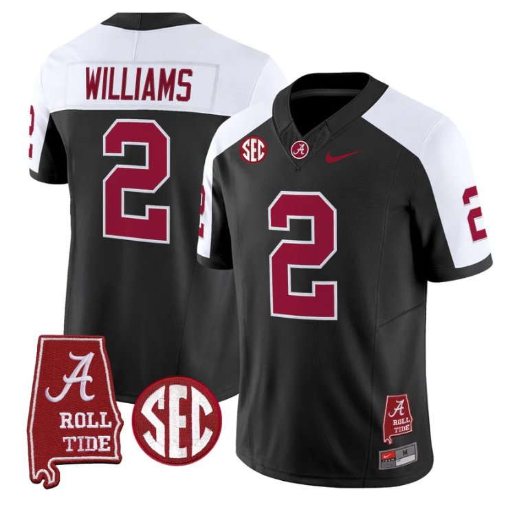 Ryan Williams Jersey #2 Alabama Crimson Tide Throwback Map Stitched Black Alter