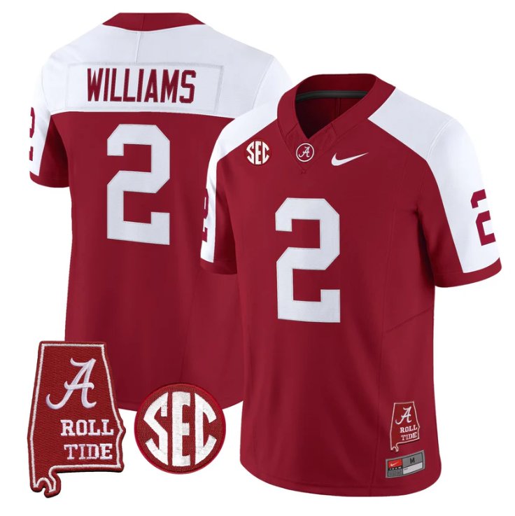 Ryan Williams Jersey #2 Alabama Crimson Tide Throwback Map Stitched Crimson Alter