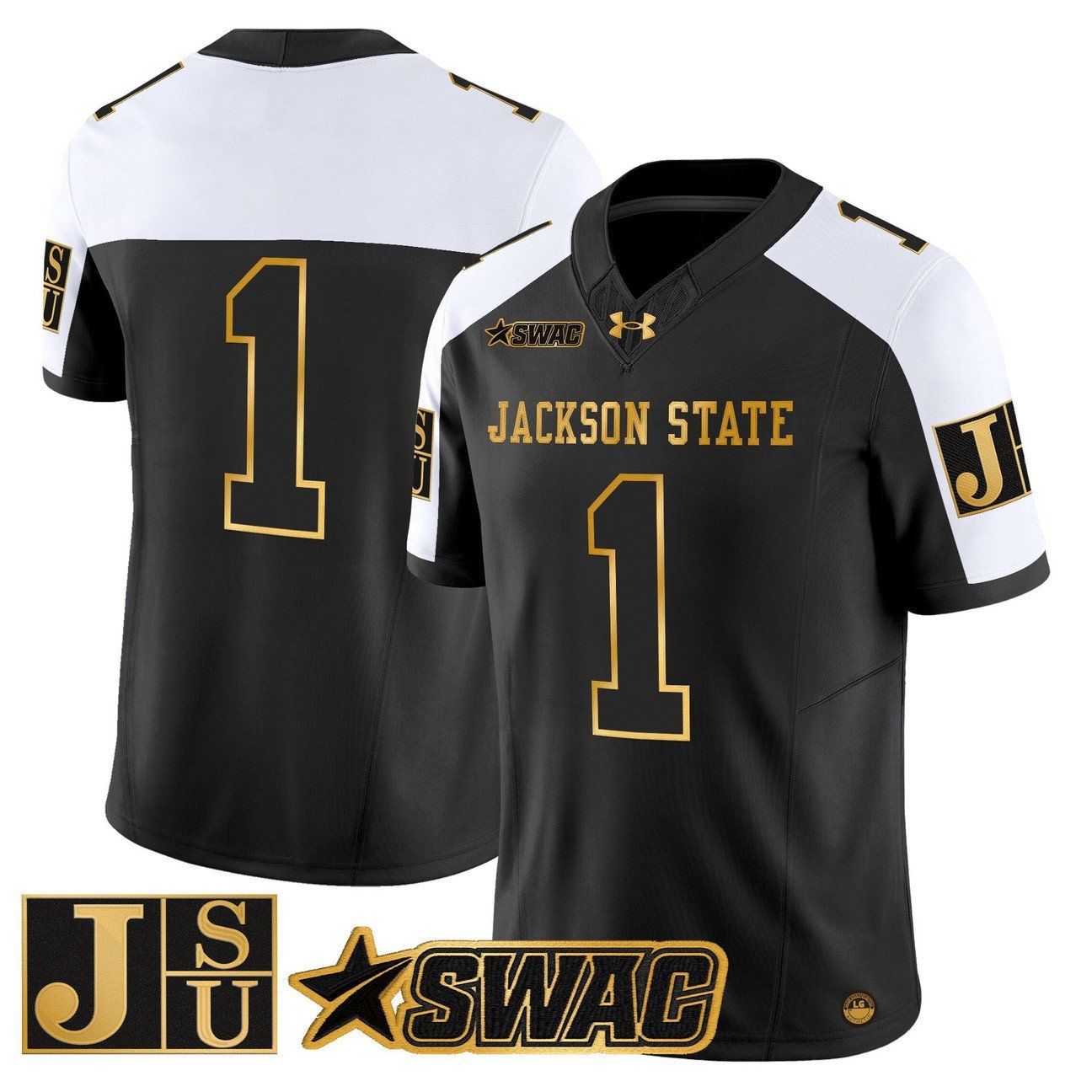 Team Jersey #1 Jackson State Tigers 2025 Gold Vapor Stitched Alternate