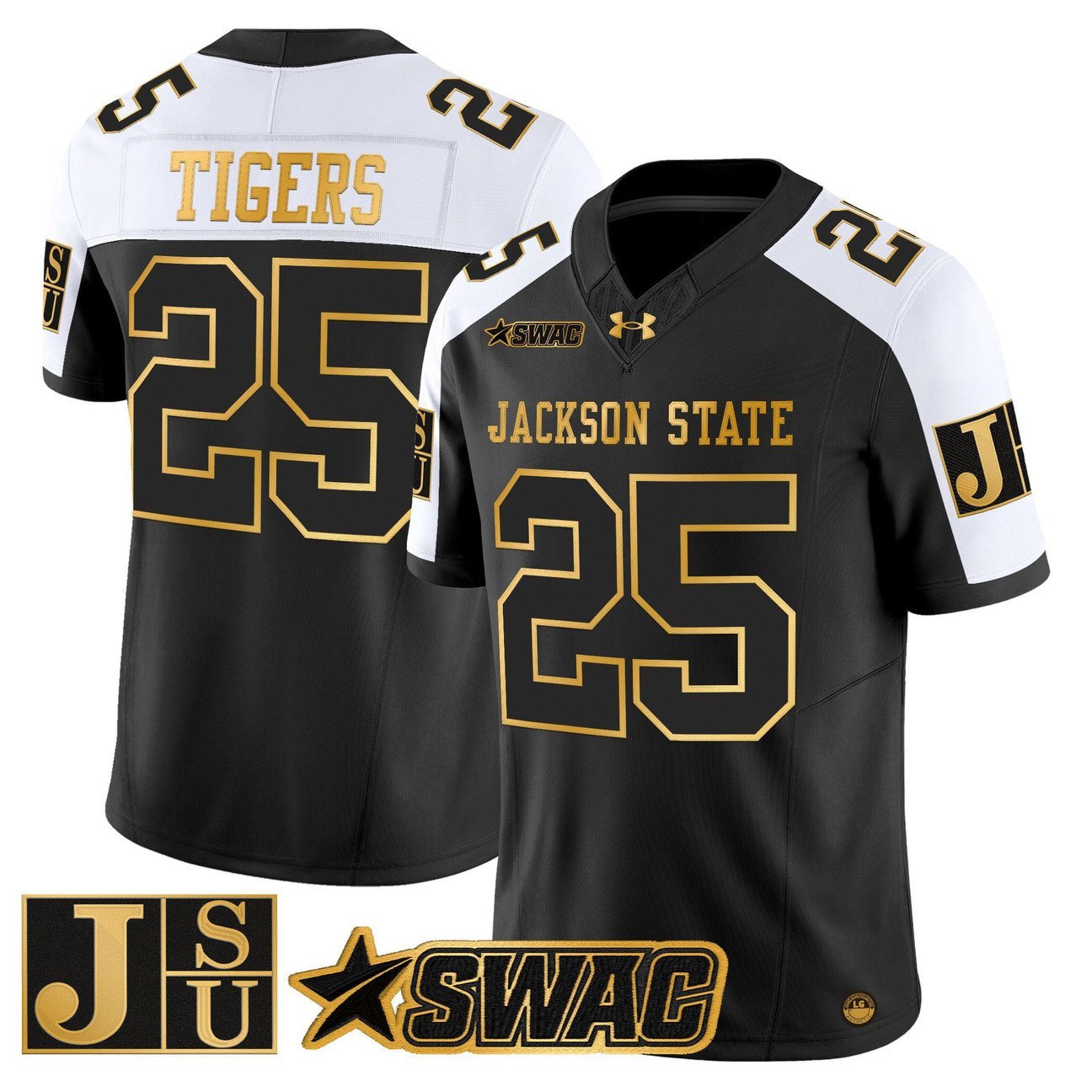 Tigers Jersey #25 Jackson State Tigers 2025 Gold Vapor Stitched Alternate