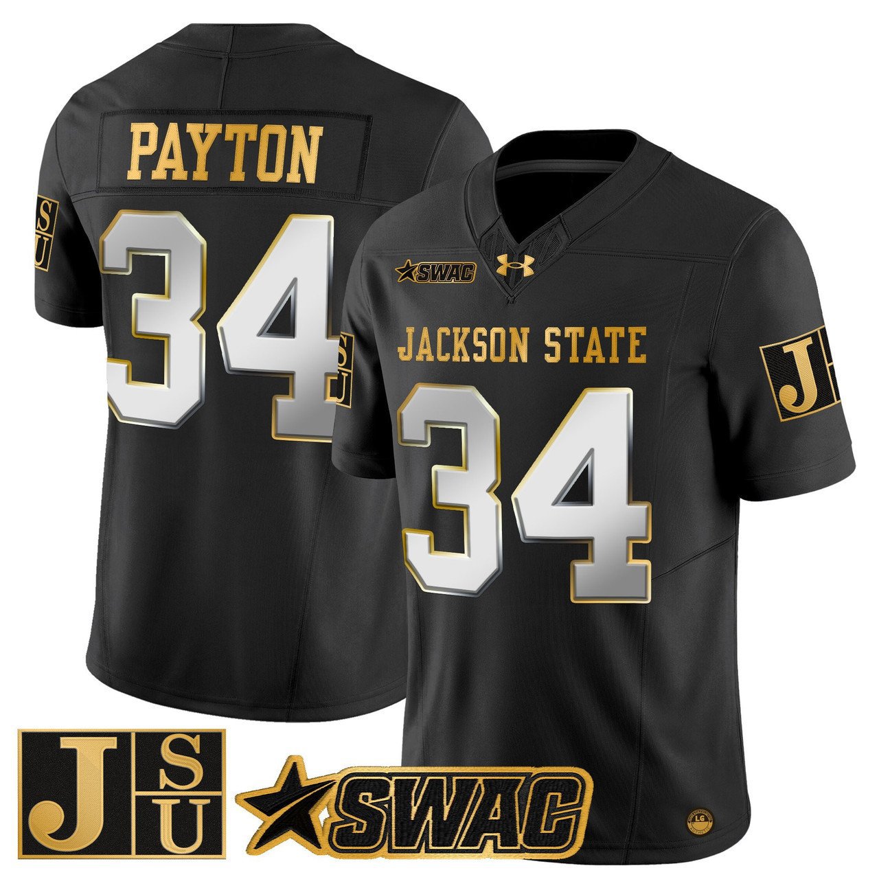 Walter Payton Jersey #34 Jackson State Tigers 2025 Vapor Stitched Black Limited