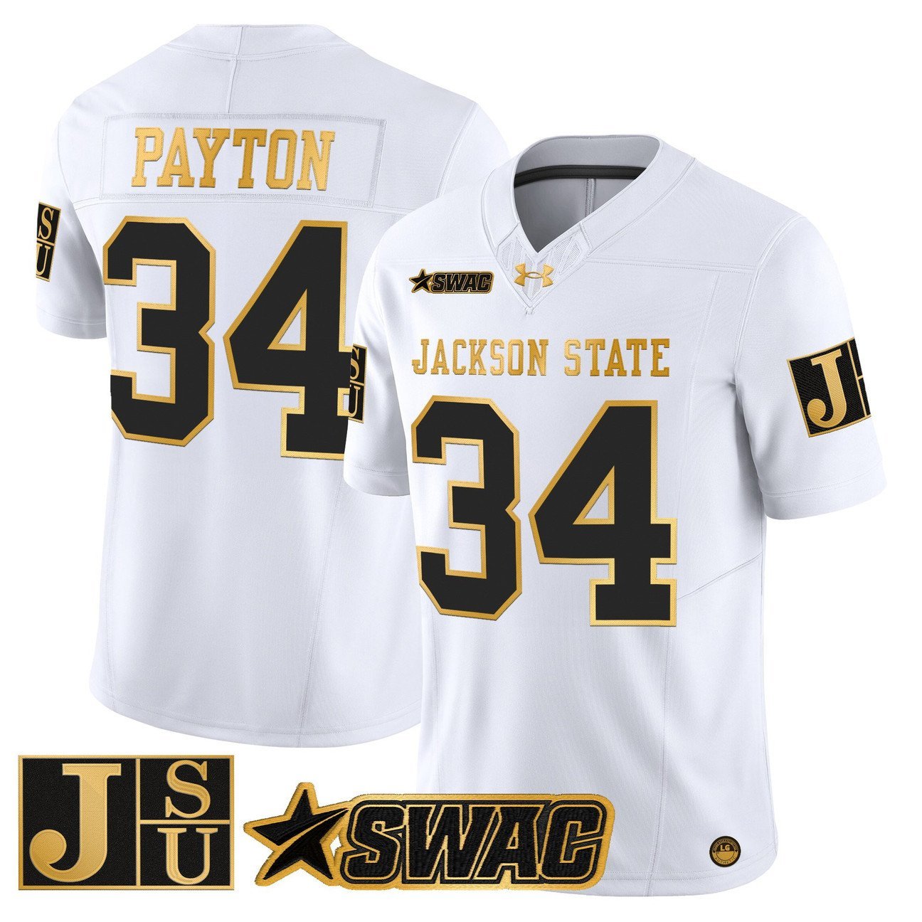 Walter Payton Jersey #34 Jackson State Tigers 2025 Vapor Stitched White Gold