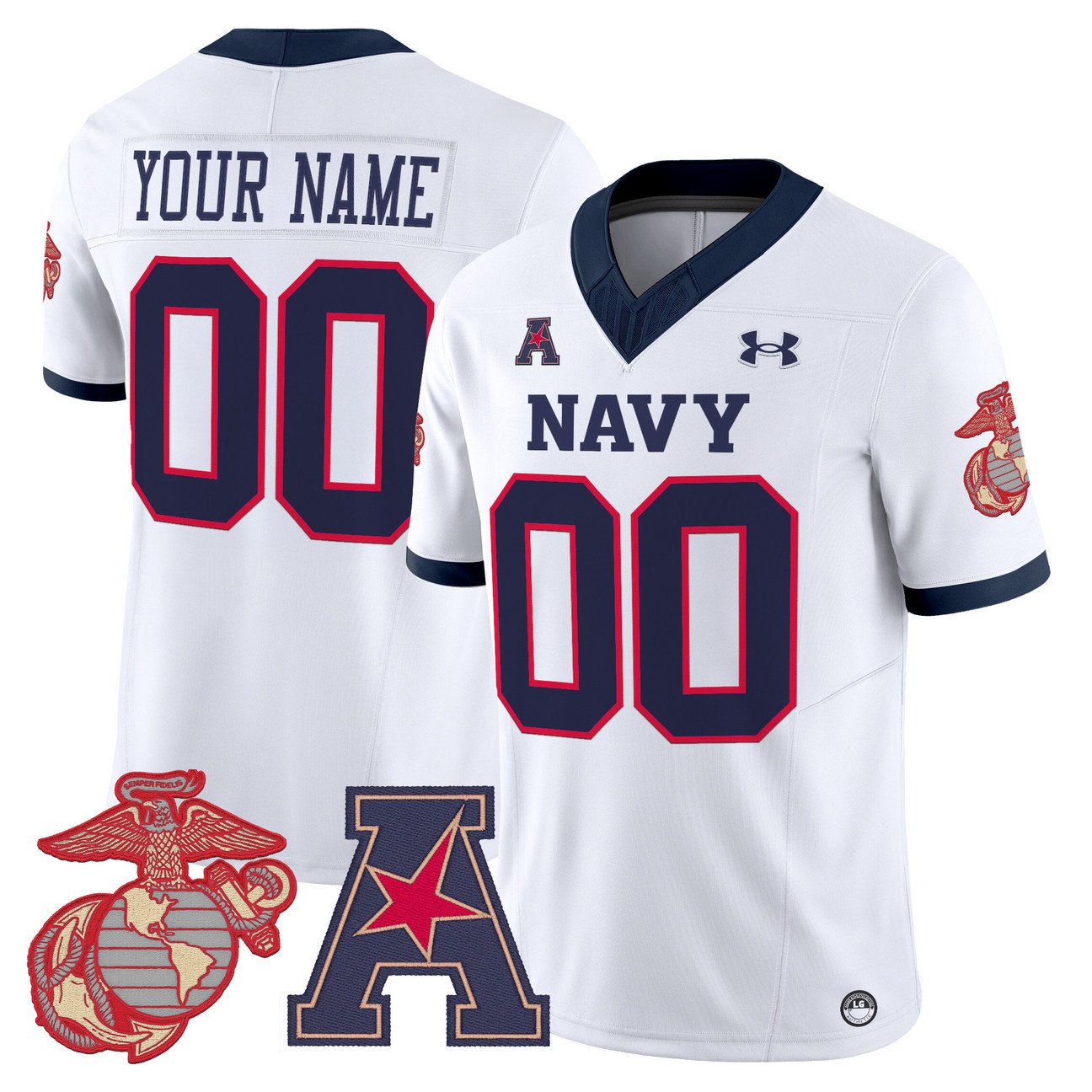 Custom Navy Midshipmen Jersey Name, Number Vapor USMC Premier Stitched White