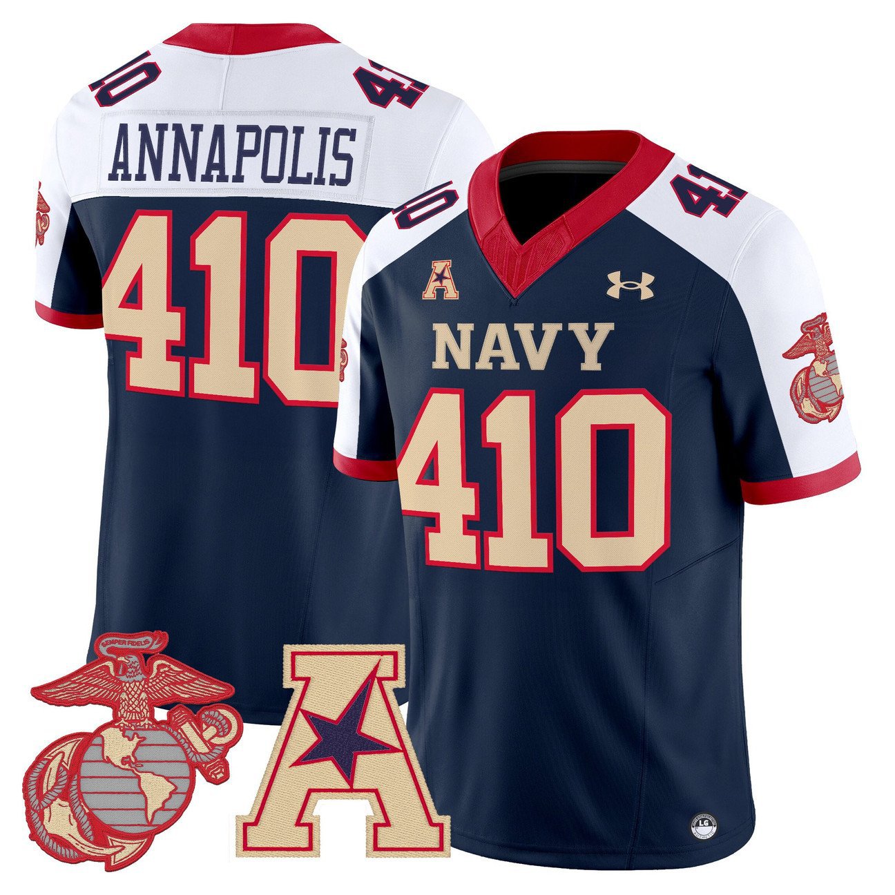 Annapolis Jersey #410 Navy Midshipmen Vapor USMC Premier Stitched Navy Alter
