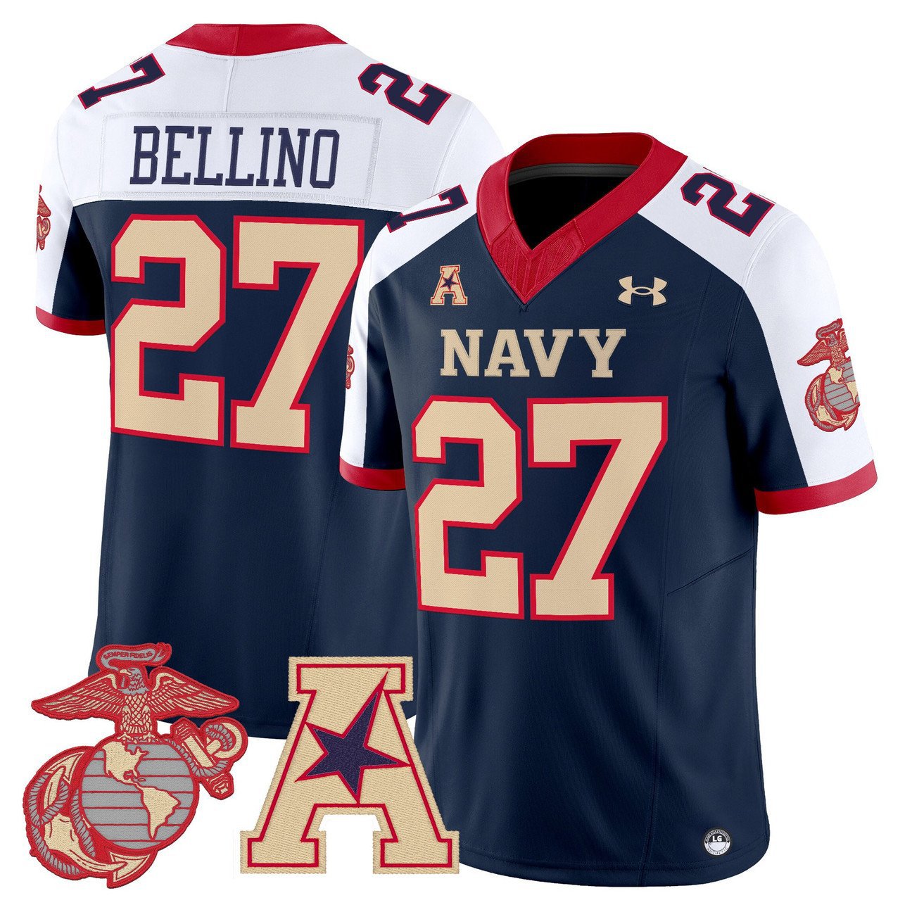 Joe Bellino Jersey #27 Navy Midshipmen Vapor USMC Premier Stitched Navy Alter