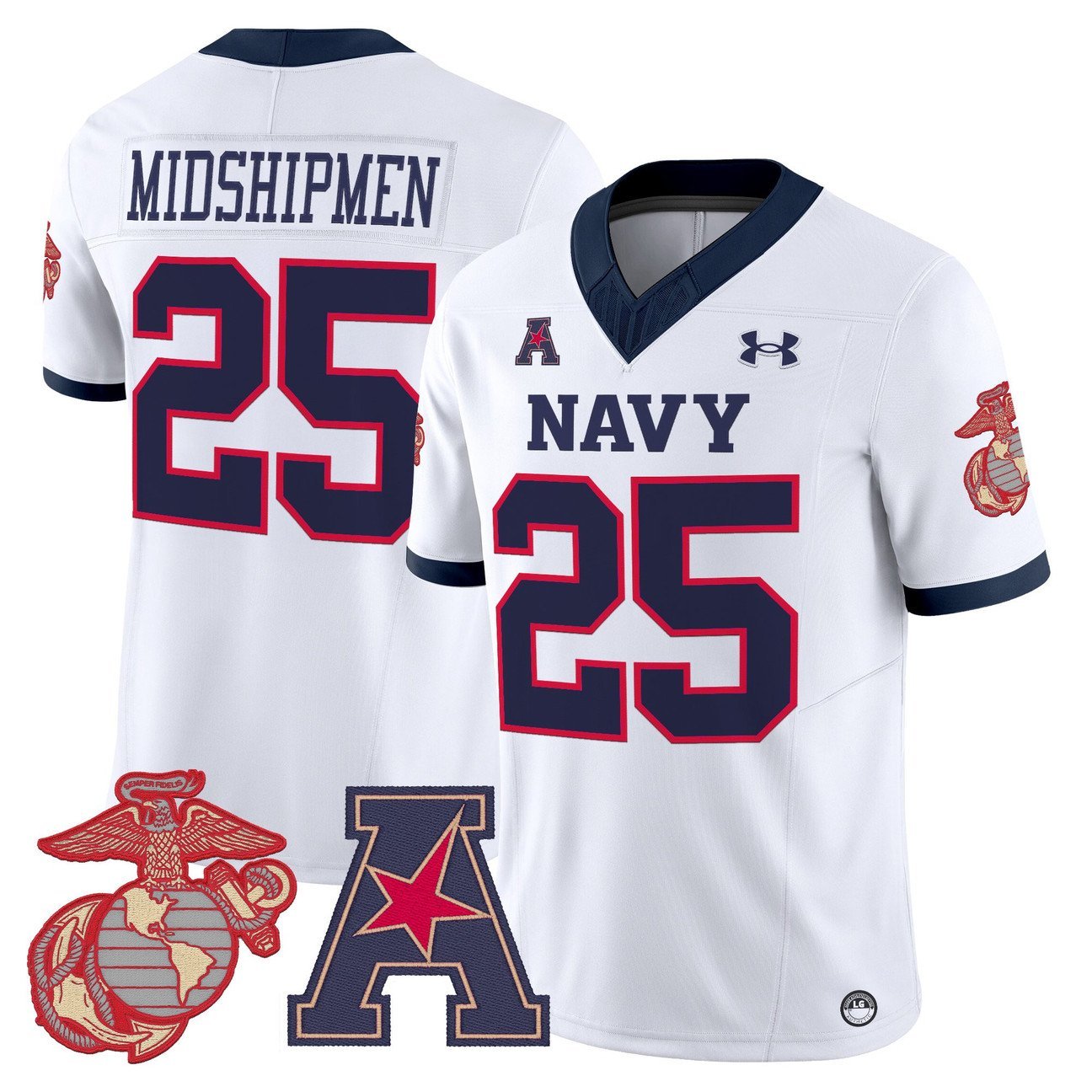 Midshipmen Jersey #25 Navy Midshipmen Vapor USMC Premier Stitched White