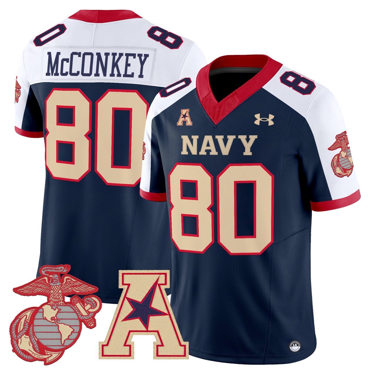 Phil McConkey Jersey #80 Navy Midshipmen Vapor USMC Premier Stitched Navy Alter