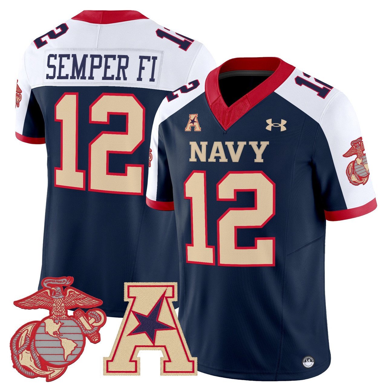 Semper Fi Jersey #12 Navy Midshipmen Vapor USMC Premier Stitched Navy Alter