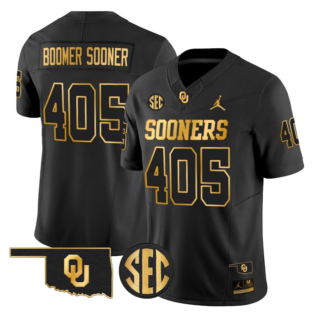 Boomer Sooner Jersey #405 Oklahoma Sooners 2025 Gold Stitched Black Gold