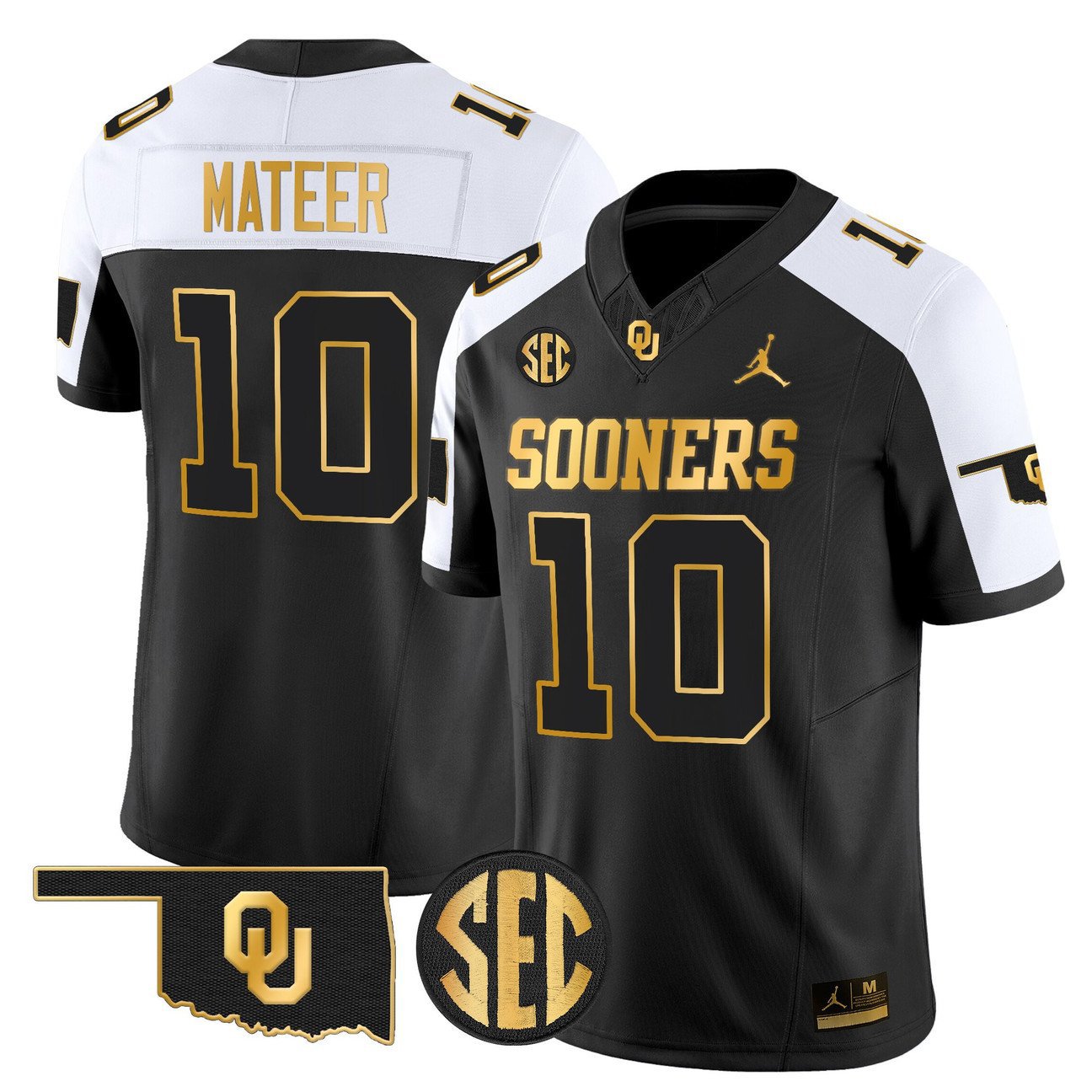 John Mateer Jersey #10 Oklahoma Sooners 2025 Gold Limited Stitched Alternate