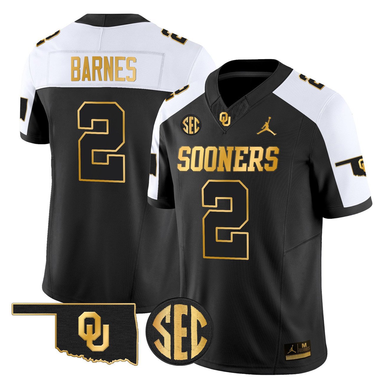 Jovantae Barnes Jersey #2 Oklahoma Sooners 2025 Gold Stitched Alternate