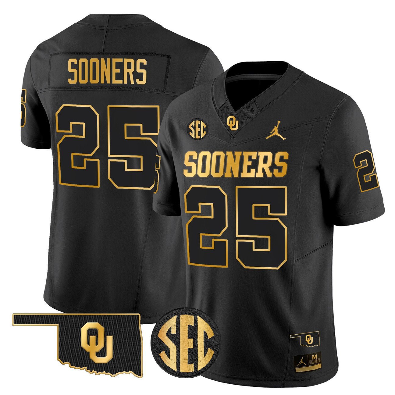 Sooners Jersey #25 Oklahoma Sooners 2025 Gold Vapor Limited Stitched Black Gold
