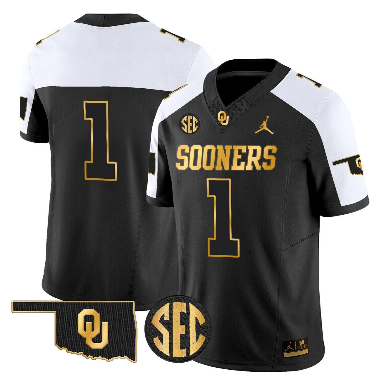 Team Jersey #1 Oklahoma Sooners 2025 Gold Vapor Limited Stitched Alternate
