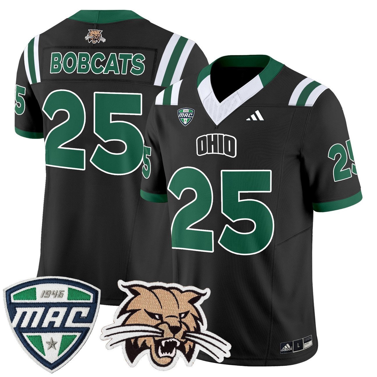 Bobcats Jersey #25 Ohio Bobcats 2025 Vapor Limited Stitched Black