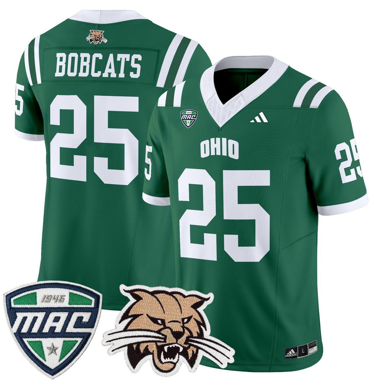 Bobcats Jersey #25 Ohio Bobcats 2025 Vapor Limited Stitched Green