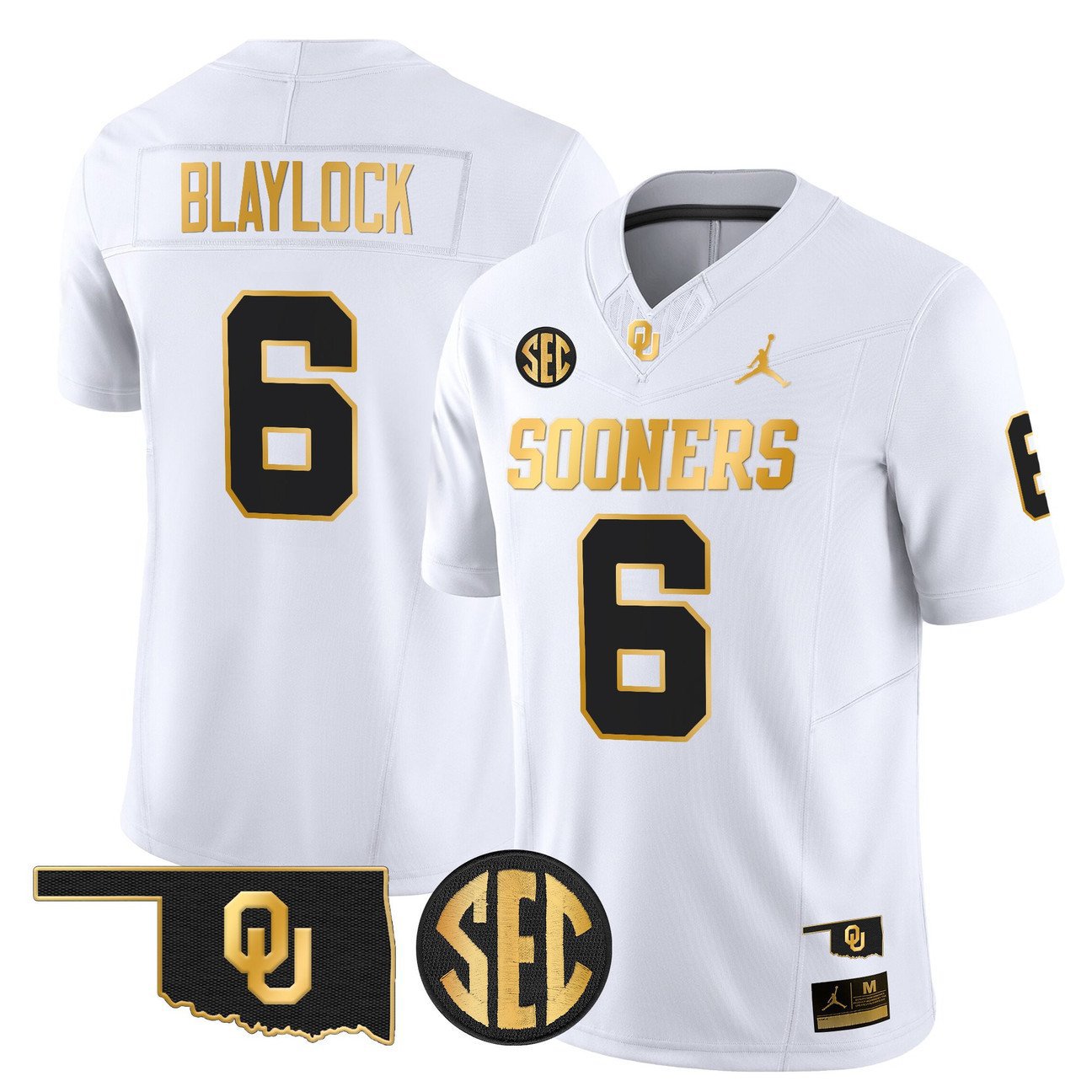 Tory Blaylock Jersey #6 Oklahoma Sooners 2025 Gold Limited Stitched White Gold