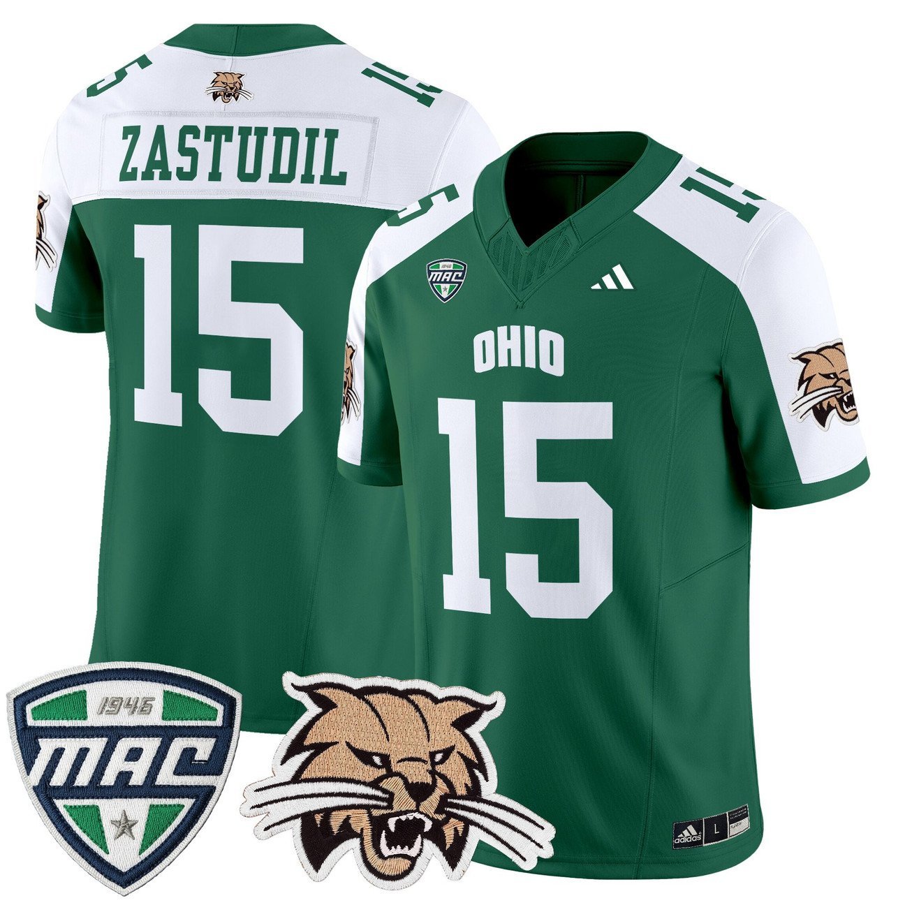 Dave Zastudil Jersey #15 Ohio Bobcats 2025 Vapor Limited Stitched Green Alter