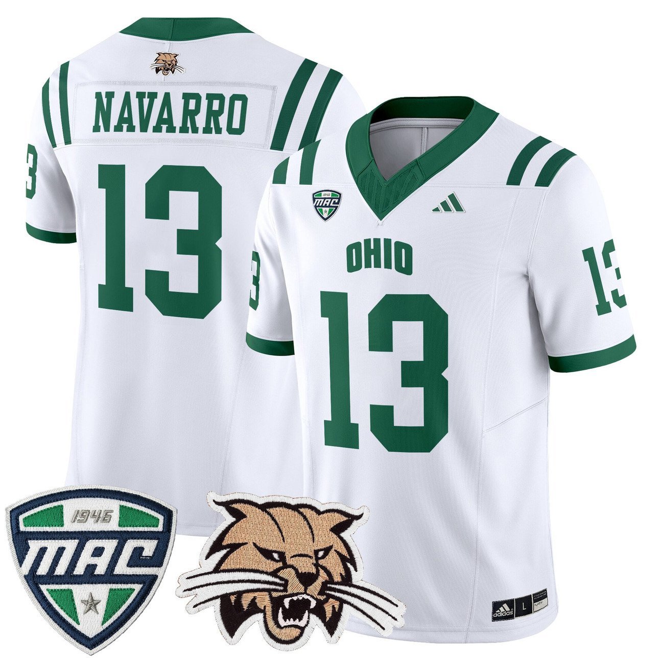 Parker Navarro Jersey #13 Ohio Bobcats 2025 Vapor Limited Stitched White
