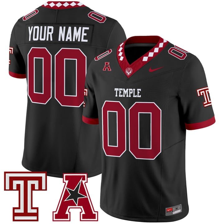 Custom Temple Owls Jersey Name, Number 2025 Vapor Limited Stitched Black