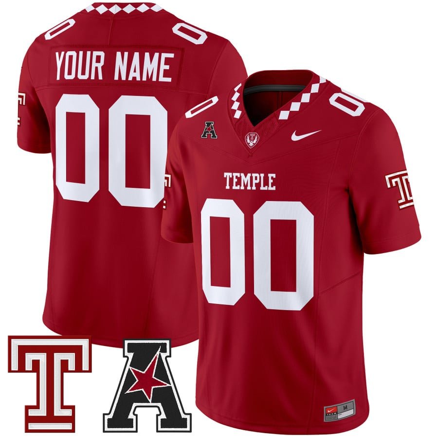 Custom Temple Owls Jersey Name, Number 2025 Vapor Limited Stitched Crimson