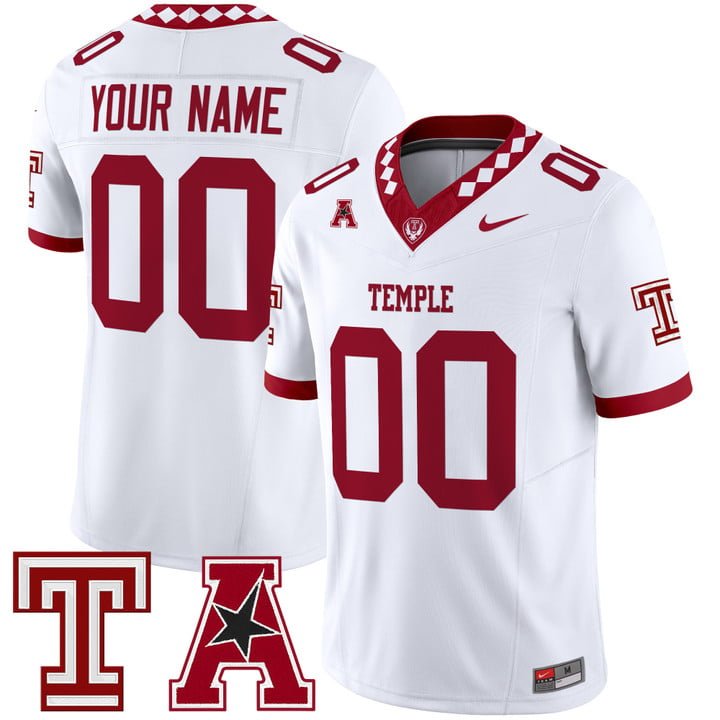 Custom Temple Owls Jersey Name, Number 2025 Vapor Limited Stitched White