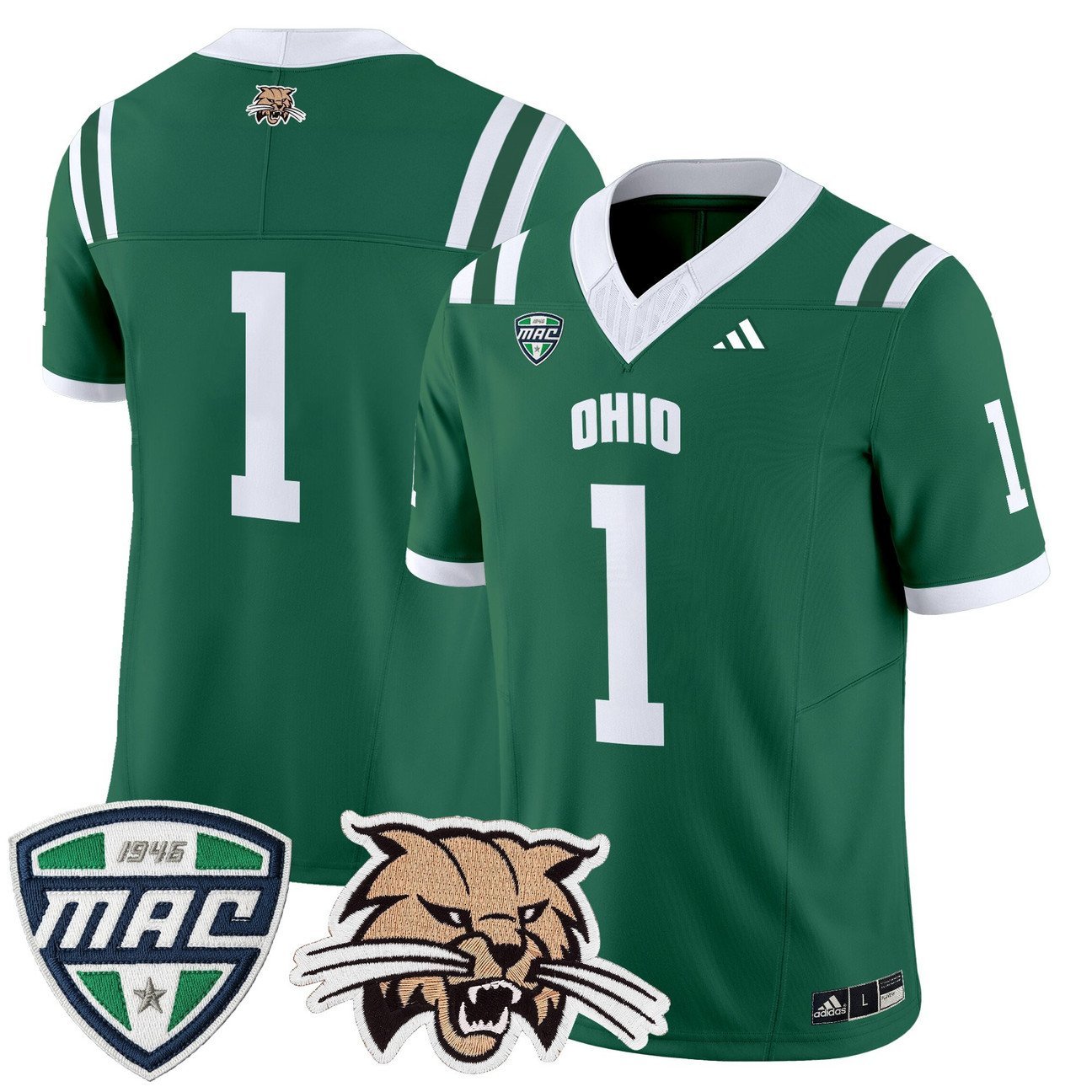 Team Jersey #1 Ohio Bobcats 2025 Vapor Limited Stitched Green