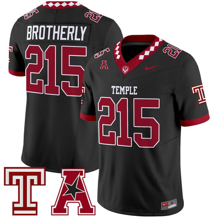 Brotherly Jersey #215 Temple Owls 2025 Vapor Limited Stitched Black