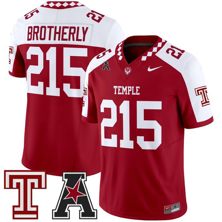 Brotherly Jersey #215 Temple Owls 2025 Vapor Limited Stitched Crimson Alter