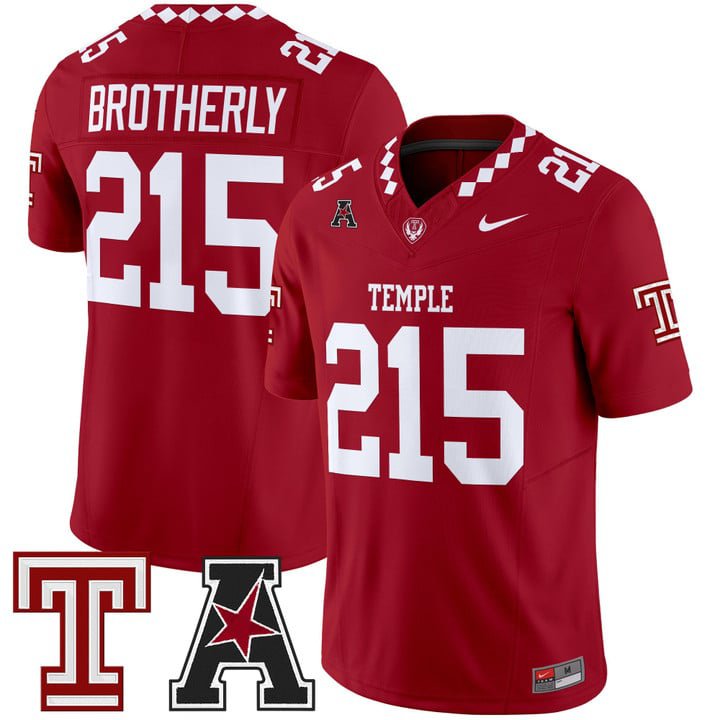 Brotherly Jersey #215 Temple Owls 2025 Vapor Limited Stitched Crimson