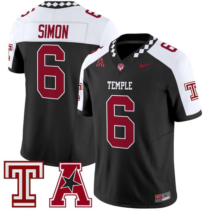 Evan Simon Jersey #6 Temple Owls 2025 Vapor Limited Stitched Black Alter