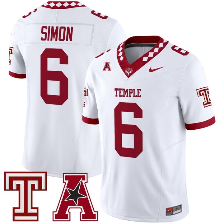 Evan Simon Jersey #6 Temple Owls 2025 Vapor Limited Stitched White