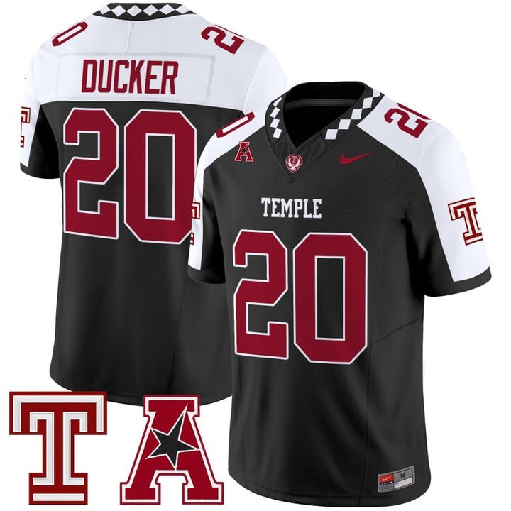 Jay Ducker Jersey #20 Temple Owls 2025 Vapor Limited Stitched Black Alter