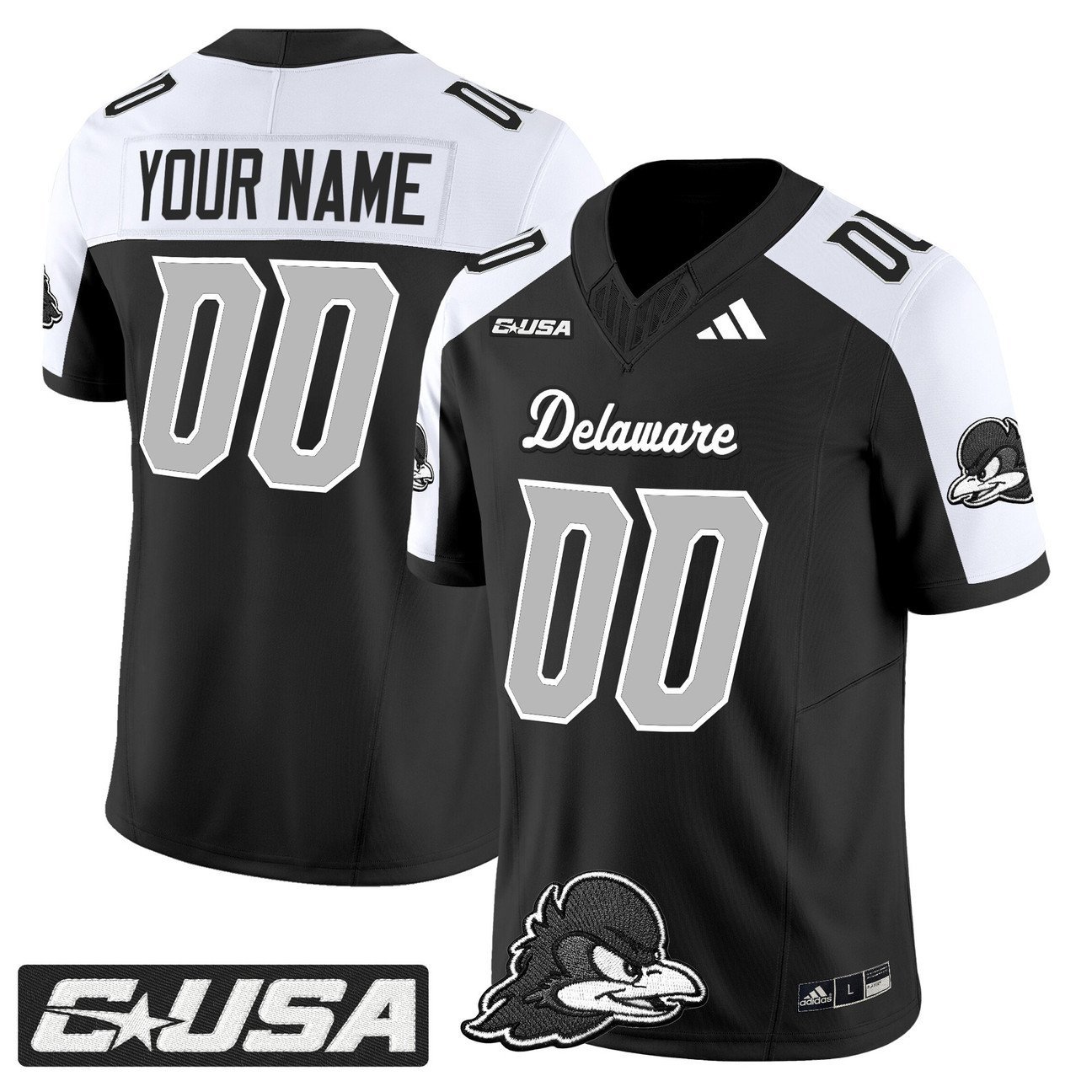 Custom Delaware Blue Hens Jersey Name, Number 2025 Limited Stitched Black Alter