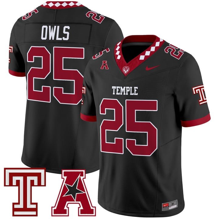 Owls Jersey #25 Temple Owls 2025 Vapor Limited Stitched Black
