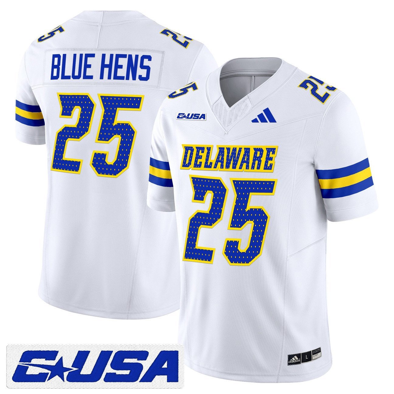 Blue Hens Jersey #25 Delaware Blue Hens 2025 Vapor Limited Stitched White