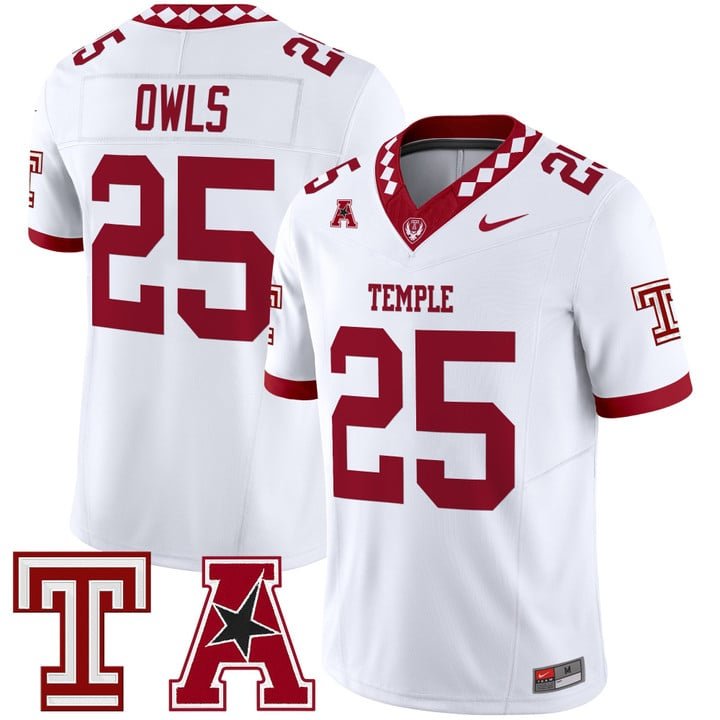 Owls Jersey #25 Temple Owls 2025 Vapor Limited Stitched White