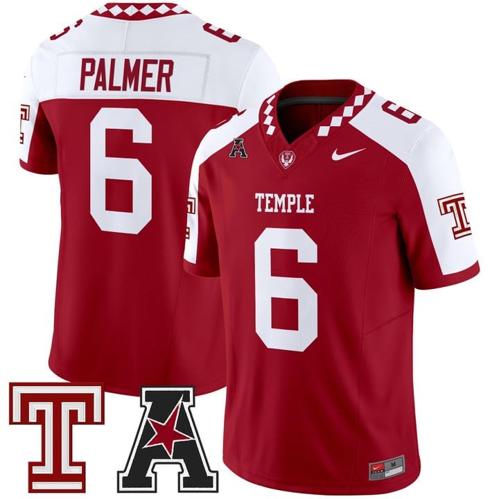 Paul Palmer Jersey #6 Temple Owls 2025 Vapor Limited Stitched Crimson Alter