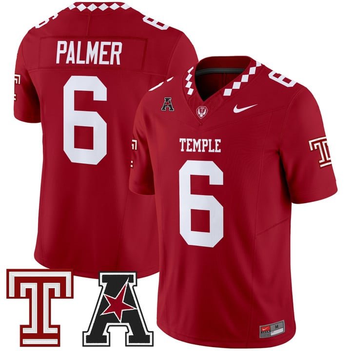 Paul Palmer Jersey #6 Temple Owls 2025 Vapor Limited Stitched Crimson
