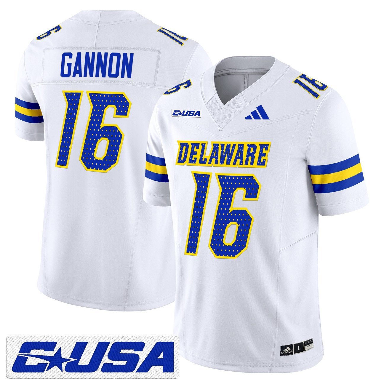 Rich Gannon Jersey #16 Delaware Blue Hens 2025 Vapor Limited Stitched White